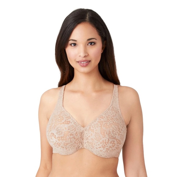 Wacoal Women's Plus-size Halo Lace Full Coverage Underwire Bra, Toast, 38D - Picture 1 of 3
